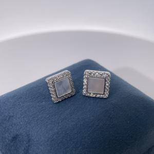 Tianyu Gems Women's Luxury Classic <b>Stud</b> <b>Earrings</b> Gold-Plated Brass with White <b>Emerald</b>-Cut Cubic Zirconia Trendy - Product Image 1