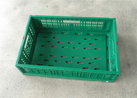 Caisse de rangement portable en plastique vert 60*40*17 CM pour fruits, pliable, perforée, empilable, type ventilé, vente en gros