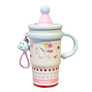 ขวดน้ำเก็บอุณหภูมิแบบสองช่องน่ารัก ทำจากสแตนเลส 316 ความจุขนาดใหญ่ พร้อมสายสะพายสำหรับนักเรียน - Product Image 5