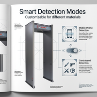 Détecteur de métaux portatif pliable KMS, portique de sécurité arqué à panneau unique avec écran LCD pour événements et expositions