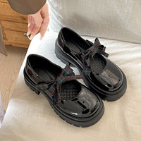 Zapatos de Plataforma Mary Jane para Mujer, OEM ODM, Logotipo Personalizado, Parte Superior de PU, Plantilla y Forro, Correa con Lazo a Cuadros, Suela Gruesa, Zapatos Casuales de Vestir para Dama