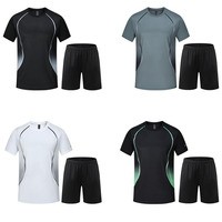 Conjunto Deportivo de Camiseta y Pantalones Cortos Transpirables, de Secado Rápido, Antibacteriano y que Absorbe la Humedad, con Detalles Reflectantes para Entrenamiento, Venta al Por Mayor
