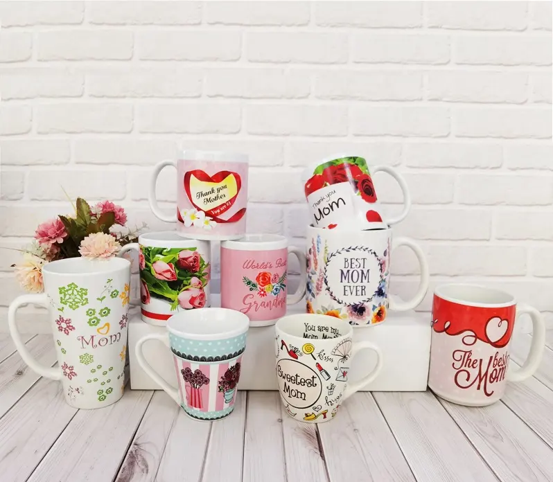 Benutzer definierte Logo Kaffeetassen Tasse Set von 4 Valentinstag Paar Keramik becher