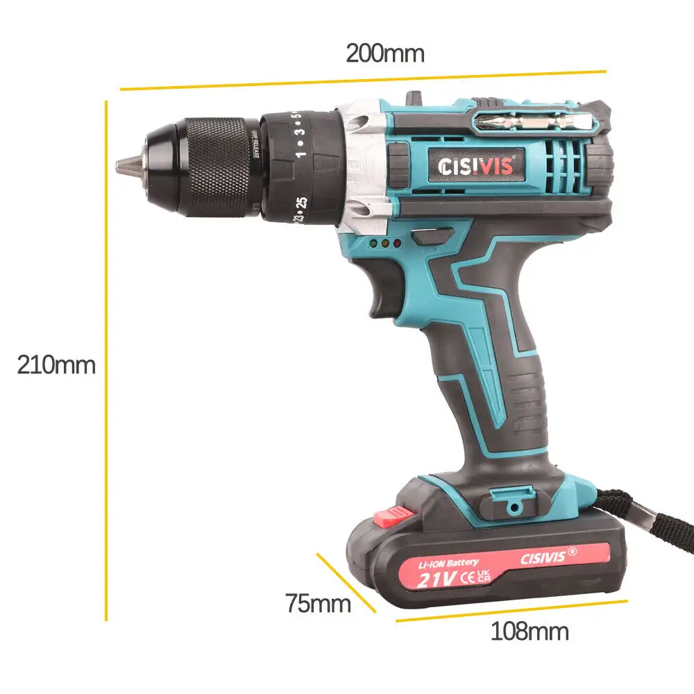 Snoerloze Elektrische Gereedschappen Handheld Power Boormachines Snelwisselboor 18V / 21V Lithuim Ion Batterij Borstelmotor