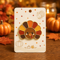 Broche visage de dinde mignonne, épingles de revers, bijoux de Thanksgiving, badges métalliques en gros, épingles en émail souple personnalisées, usine OEM