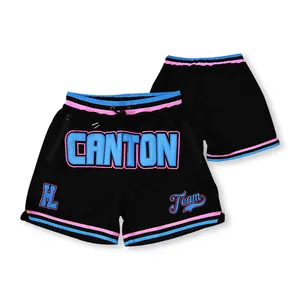 Groothandel Geborduurde Nummer Shorts Aangepaste Mannen Ontwerp Retro Basketbal Shorts