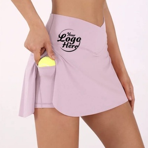 Falda deportiva de tenis de cintura alta con banda elástica ancha y bolsillo para teléfono, ideal para pickleball, venta al por mayor - Product Image 4