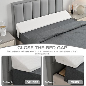 Coussin de lit Queen Size en forme de cale – 100 % fibre de bambou, garni de mousse à mémoire de forme, évite les chutes de coussin, blanc, long, triangulaire, pour l'espace entre les lits - Product Image 4