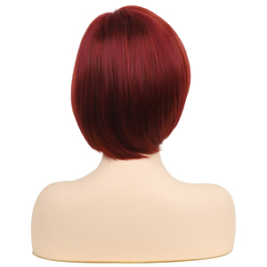 Perruque Rouge Lisse et Soyeuse de 12 Pouces, Ondulée Naturelle avec Frange Latérale, Style Bob, Vente en Gros Usine Aishili pour Femme Tendance - Product Image 3