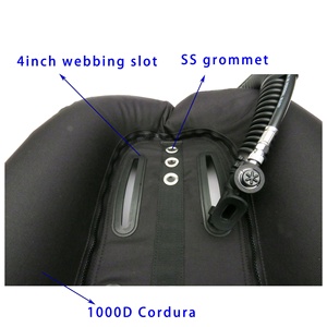 Gilet de plongée technique double bouteille (BCD) 45 LBS avec ailes et fentes de sangle de 4 pouces, équipement de plongée sous-marine, sports nautiques et gants de plongée - Product Image 5