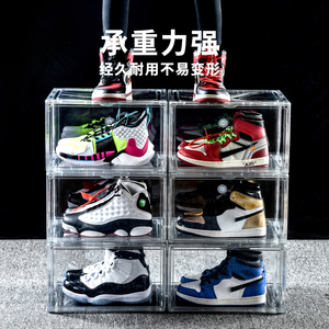 Wholesale Transparent Plastic Stackable Drop Front Open Sneaker Organizer Bins Display Shoe Storage Box