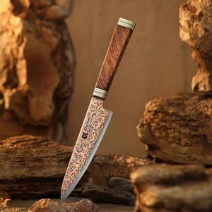 Impresionante Cuchillo de Cocina Tricolor de Acero de Damasco con Mango de Madera de Padauk de Lujo - Product Image 1