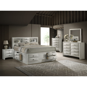 Contemporary White Finish Nightstand With Curved <b>Drawer</b> Fronts <b>Storage</b> <b>Drawers</b> Wooden - Product Image 5