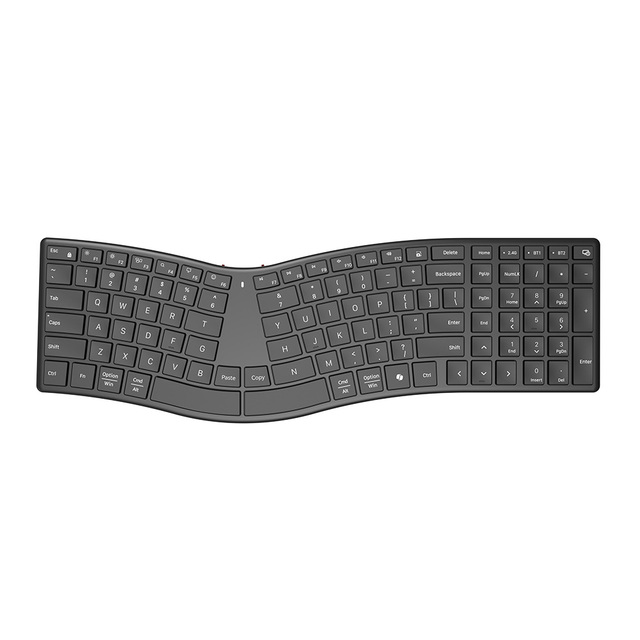 KY-X265 Ergonomic Split Wireless Keyboard with 2.4G+BT, Silent Scissor Switches & Ultra-Thin Design