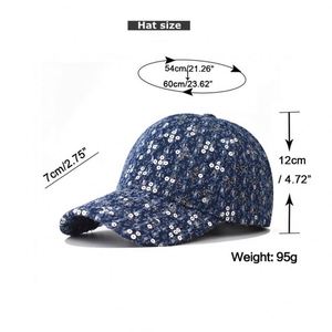 Men's Women Thick Denim Sequin Baseball <b>Caps</b> <b>Scrub</b> Super Good Feel High Quality Simple Two Tone Baseball <b>Cap</b> - Product Image 2