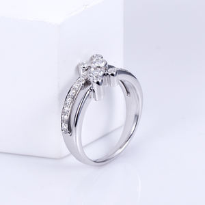 Anillo de Diamantes Redondos Chapado en Oro Blanco S925 MSR-1514 de Messi Jewelry para Mujer - Product Image 2