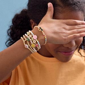 Braccialetto dell'amicizia personalizzato in <span class=keywords><strong>oro</strong></span> con perline, ciondolo a forma di matita per zaino da scuola per bambini, braccialetto elastico - Product Image 1