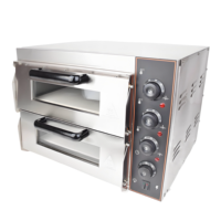 Four à pizza professionnel commercial à double couche en acier inoxydable pour boulangerie, cuisson électrique du pain et du pizza