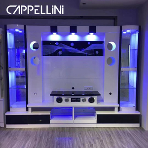 LED Hot Sale Style Wooden TV Stand With Speaker Cabinet Side Coffee Table Living Room Set