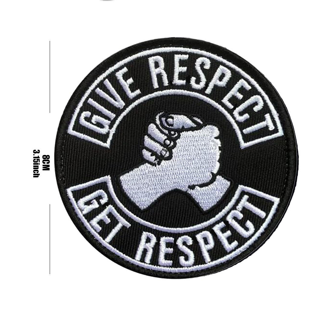 V01792-1 give respect (round, black and white)