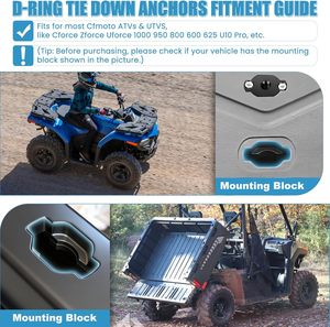 Vente en gros d'accessoires pour CFMOTO <span class=keywords><strong>Cforce</strong></span> Zforce Uforce <span class=keywords><strong>1000</strong></span> 950 800 600 625 U10 Pro, anneaux en D en aluminium pour UTV ATV, points d'ancrage - Product Image 4