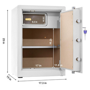 Cassaforte domestica grande TIGERKING da 3,7 piedi cubi, acciaio resistente da 66 libbre, doppio allarme, chiusura con chiave e password, antifurto, bianca - Product Image 3