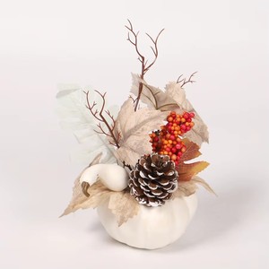 Decoración Artificial de Otoño, Centro de Mesa con Calabaza Blanca, Piñas, Hojas de Arce y Bayas para Decoración de Mesa en Acción de Gracias, Halloween y Estilo Rústico - Product Image 5