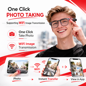 نظارات ذكية G1 بتقنية الذكاء الاصطناعي، كاميرا 8 ميجابكسل، تصوير 1080P بسرعة 30 إطارًا في الثانية، ذاكرة 32 جيجابايت، واي فاي 4، بلوتوث 5.4، تسجيل بنقرة واحدة، مكالمات واضحة للسفر والعمل، إنتاج المصنع الأصلي - Product Image 3