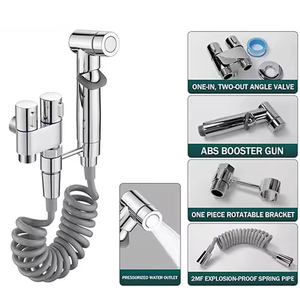 Rociador de bidé de <span class=keywords><strong>agua</strong></span> de alta presión de acero inoxidable personalizado, juego de baño de inodoro montado en la pared de control dual portátil <span class=keywords><strong>para</strong></span> uso en hoteles - Product Image 1