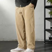 Pantalon droit en velours côtelé épais pour homme, coupe ample, avec broderie personnalisée, style streetwear, boutons, logo skateboard