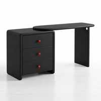 Commode de chambre moderne et simple avec tiroirs, noire, luxueuse, élégante, petite, de style italien, éclairée, pour salle de bain d'hôtel