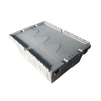 Caixa Logística Plástica Reforçada Empilhável com Tampa Inclinada para Distribuição em Supermercados