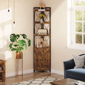 Rustic <strong>Corner</strong> Shelf 5-Tier <strong>Storage</strong> <strong>Corner</strong> Bookshelf <strong>Storage</strong> Rack Shelf Display <strong>Units</strong> for Living Room - Product Image 2
