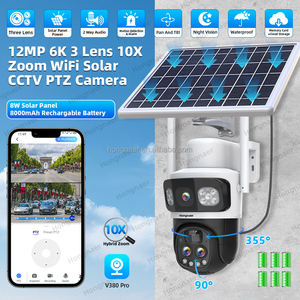 Hongnaer 12MP 6K 2ビデオワイヤレスソーラーパネル電源IPカメラV380 Pro屋外3レンズ10XズームWiFiセキュリティソーラーCCTVカメラ - Product Image 2