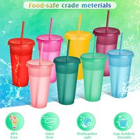 Gobelet en plastique PP transparent personnalisé avec logo, 16OZ 24OZ, couleurs unies, avec couvercle et paille, pour eau