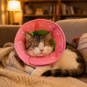 Cute Soft Strawberry Donut Adjustable Anti Lick Anti Bite Protective Veterinary Wound Care Dog Recovery <b>Collar</b> for Cats Dogs - Product Image 4