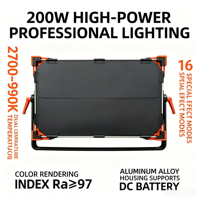 Panneau lumineux LED plat en métal 200W pour studio, enregistrement vidéo, diffusion en direct, photographie, rétroéclairage, température de couleur réglable