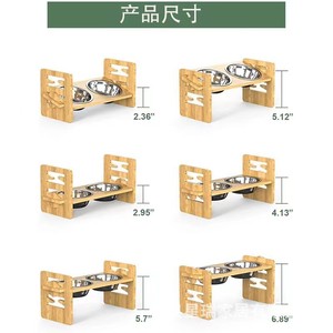 ขาตั้งอาหารสัตว์เลี้ยงปรับระดับได้ ซิงรุ่ย ทำจากไม้ไผ่ พร้อมชามสแตนเลส สำหรับแมวและสุนัข ขนาด 42x17x20 ซม. - Product Image 2