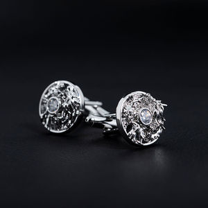 Gemelli rotondi con zircone in acciaio inossidabile creativi per gemelli da uomo e da donna - Product Image 3