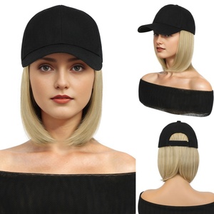 Casquette de baseball avec perruque intégrée, coiffure bob désordonnée, casquette à cheveux courts Bobo - Product Image 3