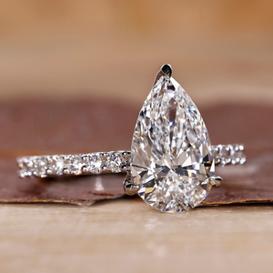 Кольцо для помолвки IGI с выращенным в лаборатории бриллиантом CVD HPHT, сертифицированным IGI, из цельного золота 14K/18K, с грушевидной огранкой и паве-покрытием, для женщин, изысканное - Product Image 2