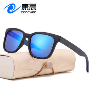 Gafas de sol de madera Conchen para hombre, montura cuadrada, lentes polarizadas TAC con protección UV400, color negro W3098, protección solar, moda, viajes - Product Image 2