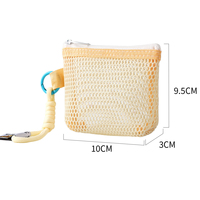 Pochette cosmétique miniature portable avec fermeture éclair, en maille transparente, pour rouge à lèvres, parfum, chargeur, écouteurs, avec poignée