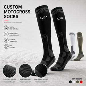 <span class=keywords><strong>Chaussettes</strong></span> de <span class=keywords><strong>motocross</strong></span> personnalisées avec logo, hauteur genou, semelle en tissu éponge rembourrée, compression respirante, <span class=keywords><strong>chaussettes</strong></span> de cyclisme pour hommes et femmes - Product Image 1