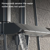 Ensemble de douche carré 4 fonctions avec affichage numérique LED de la température, comprenant un robinet de baignoire cascade et une fonction pluie