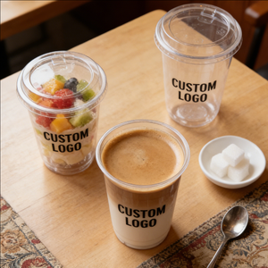 Vasos Desechables de Plástico para Ensalada de Frutas con Logotipo Impreso para Fiestas, Café, Varias Capacidades, Vasos de Plástico Transparente - Product Image 3