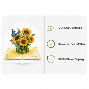Carte de vœux 3D en forme de tournesol, faite à la main, en papier floral, forme personnalisée pour anniversaire, mariage, fête des mères - Product Image 5