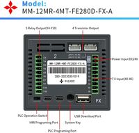 Controlador Lógico Programable PLC HMI Todo en Uno, Pantalla Táctil de 2.8'', 7 Entradas, 5 Salidas de Relé/4 Salidas de Transistor, 2 Pulsos de Alta Velocidad