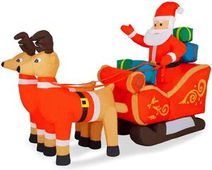 Décorations de Noël d'extérieur, Père Noël gonflable avec traîneau <span class=keywords><strong>et</strong></span> <span class=keywords><strong>rennes</strong></span> - Product Image 2
