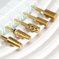 Brocas para Uñas, 5x Brocas Cilíndricas de Punta Redonda, Broca Afilada de Carburo Dorado, Fresa Eléctrica XXC, Broca Grande para Uñas